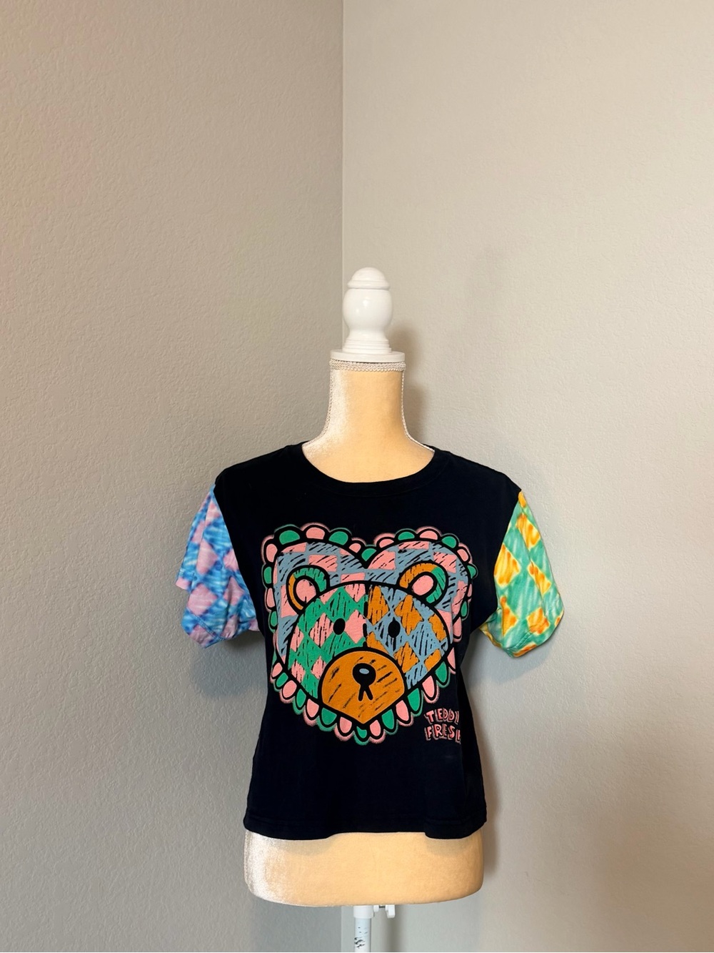 Teddy Fresh x Gentle Thrills Bear Heart Cropped Tee - Size Medium